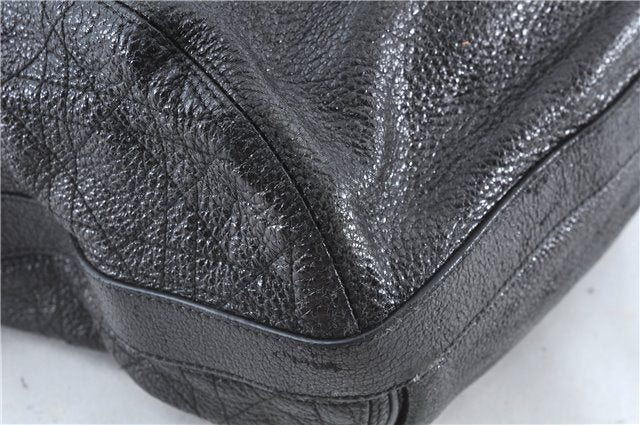 Authentic Christian Dior Cannage Shoulder Tote Bag Leather Black 1134E