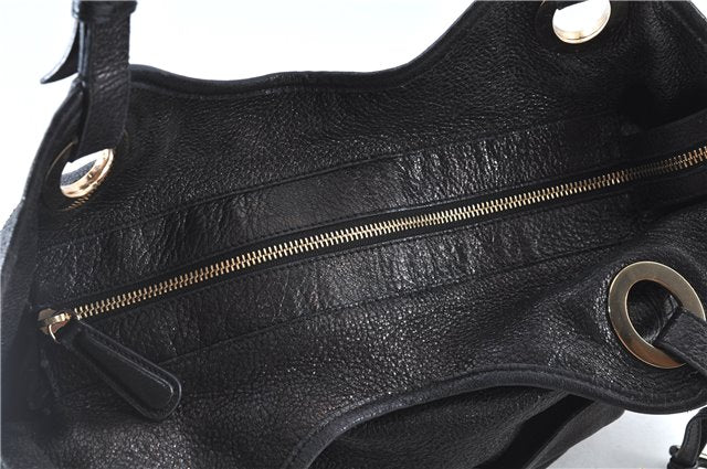 Authentic Christian Dior Cannage Shoulder Tote Bag Leather Black 1134E