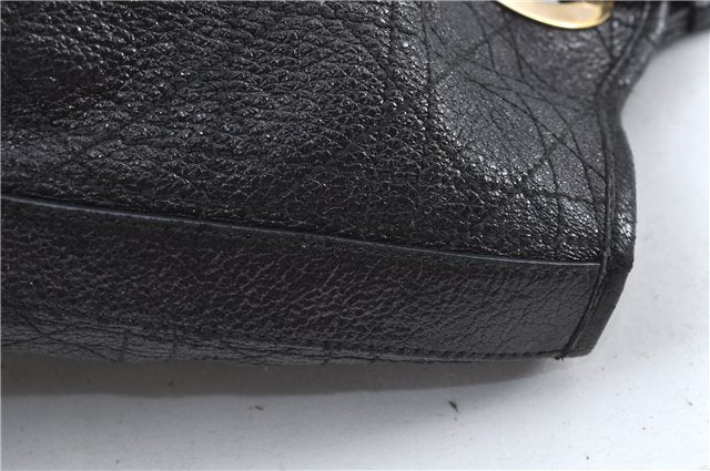 Authentic Christian Dior Cannage Shoulder Tote Bag Leather Black 1134E