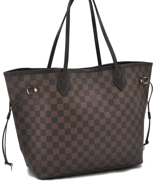 Authentic LOUIS VUITTON Damier Neverfull MM Tote Bag N51105 LV 1135B