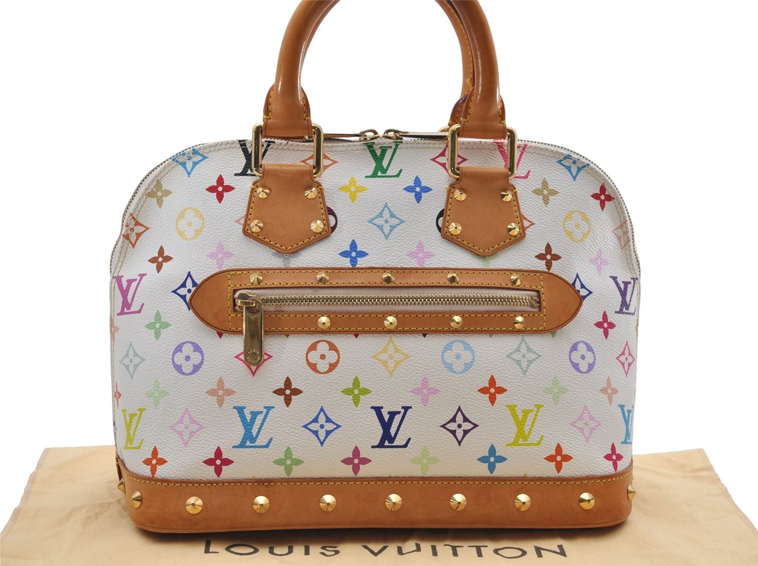 Auth Louis Vuitton Monogram Multicolor Alma PM Hand Bag White M92647 LV 1135E