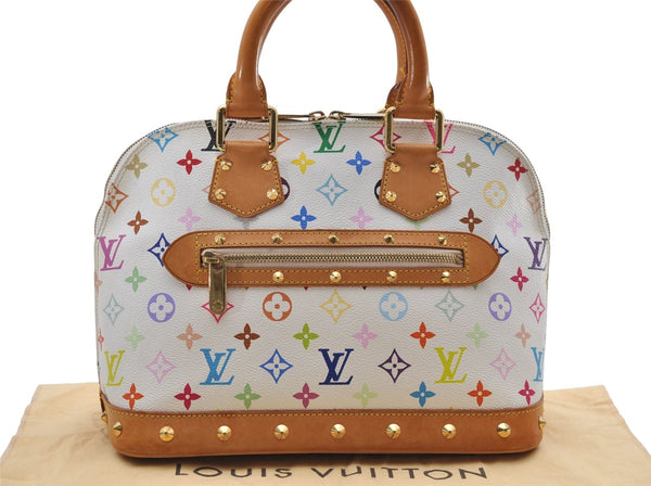 Auth Louis Vuitton Monogram Multicolor Alma PM Hand Bag White M92647 LV 1135E