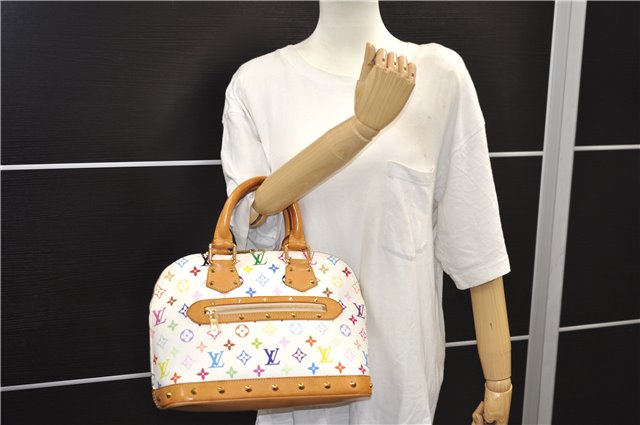 Auth Louis Vuitton Monogram Multicolor Alma PM Hand Bag White M92647 LV 1135E