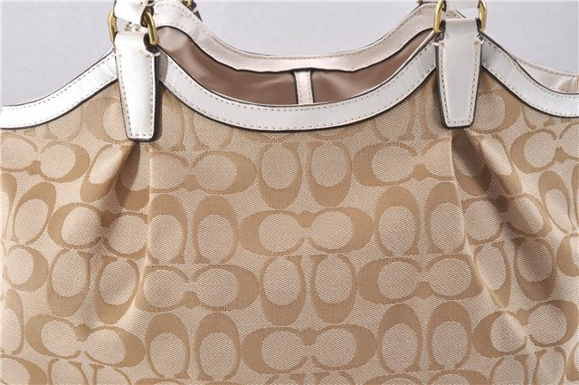 Authentic COACH Signature Shoulder Tote Bag Canvas Leather F28503 Beige 1135F