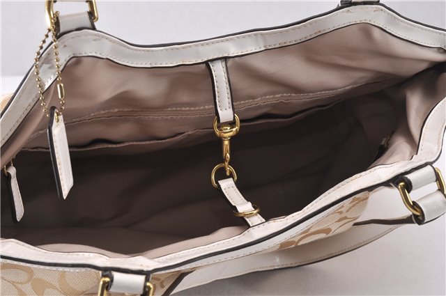 Authentic COACH Signature Shoulder Tote Bag Canvas Leather F28503 Beige 1135F