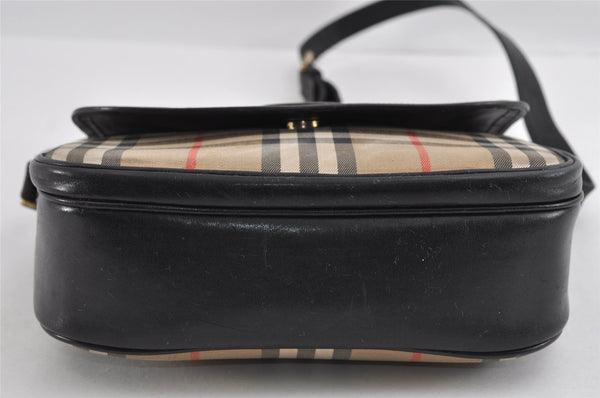 Authentic Burberrys Nova Check Shoulder Crossbody Bag Canvas Leather Beige 1135I