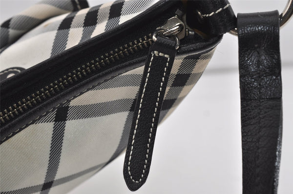 Authentic BURBERRY BLUE LABEL Check Shoulder Bag Nylon Leather White 1139I