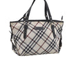 Authentic BURBERRY BLUE LABEL Check Shoulder Tote Bag Nylon Leather White 1141I