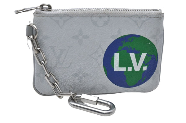 Auth Louis Vuitton Monogram White Zipped Pouch PM Coin Purse M67809 LV 1142E