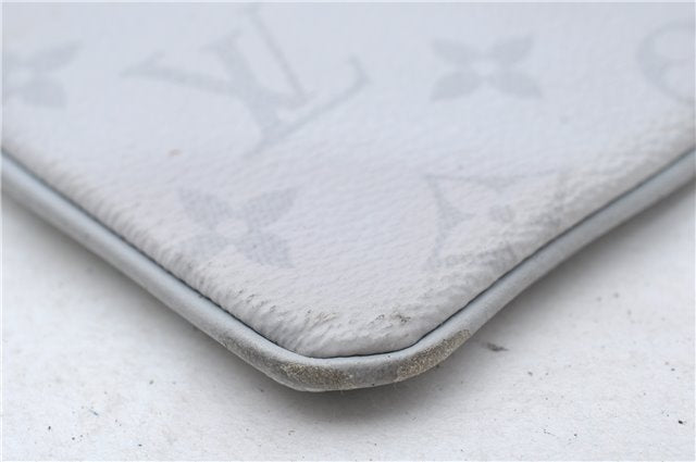 Auth Louis Vuitton Monogram White Zipped Pouch PM Coin Purse M67809 LV 1142E