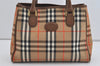 Authentic BURBERRY Vintage Nova Check Canvas Leather Hand Bag Beige Brown 1143I