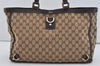 Authentic GUCCI Abbey Tote Hand Bag GG Canvas Leather 141472 Brown 1144I