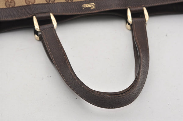 Authentic GUCCI Abbey Tote Hand Bag GG Canvas Leather 141472 Brown 1144I