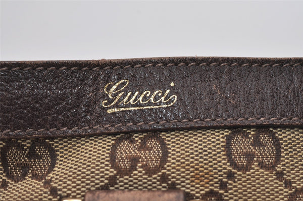 Authentic GUCCI Abbey Tote Hand Bag GG Canvas Leather 141472 Brown 1144I