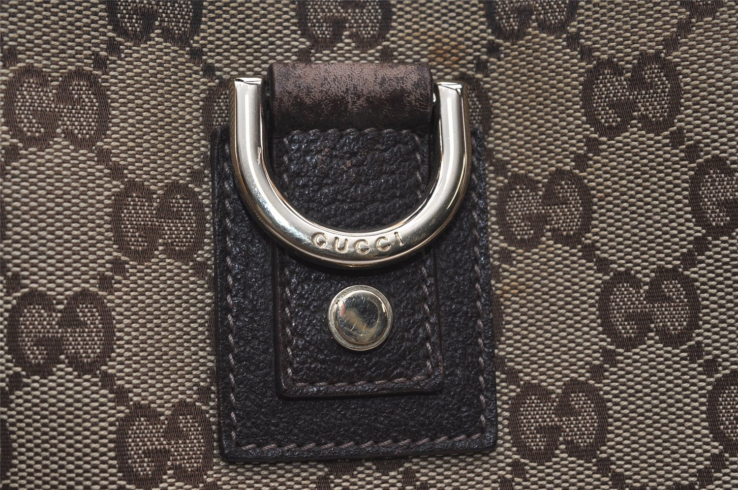 Authentic GUCCI Abbey Tote Hand Bag GG Canvas Leather 141472 Brown 1144I