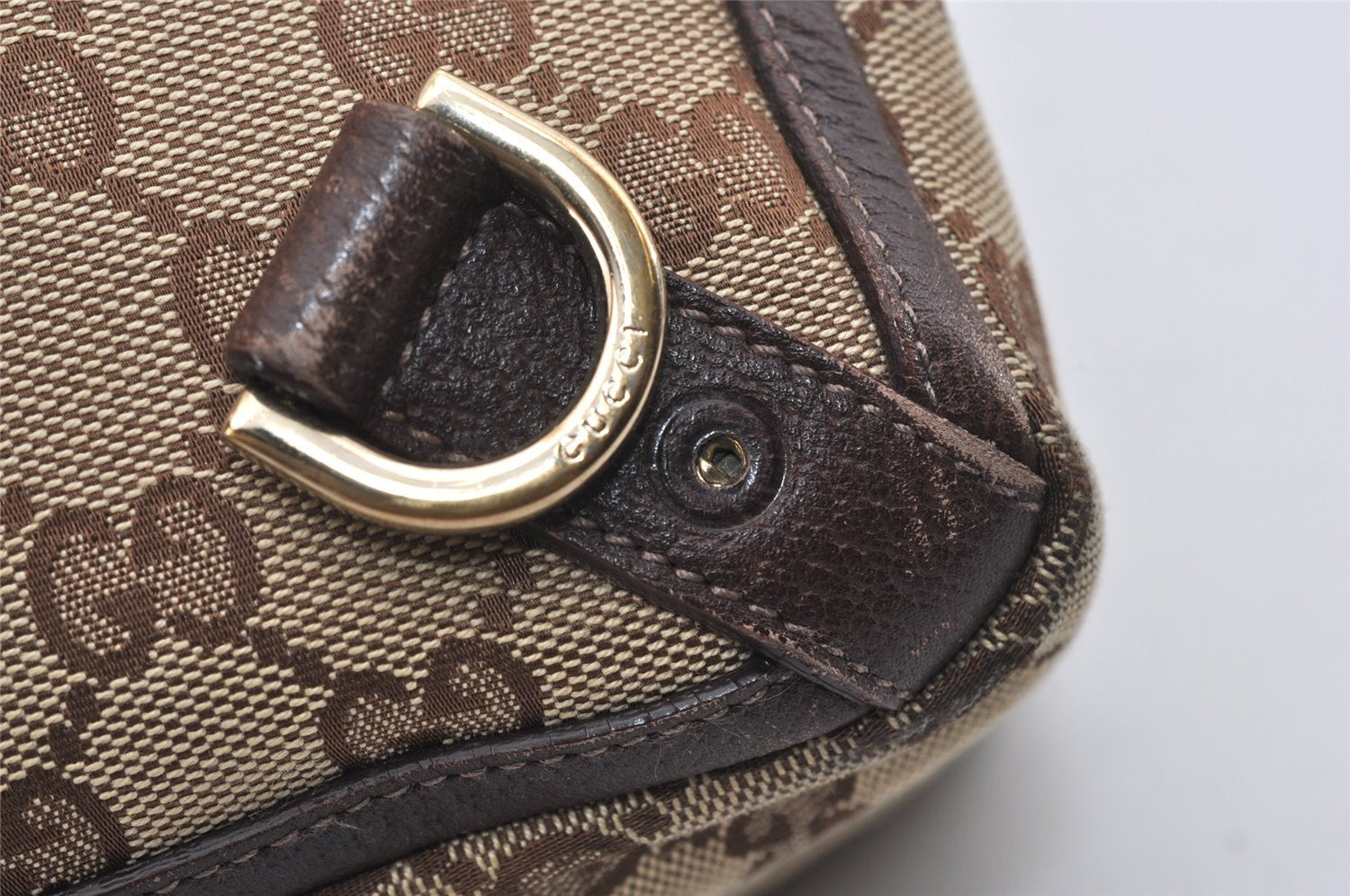 Authentic GUCCI Abbey Tote Hand Bag GG Canvas Leather 141472 Brown 1144I