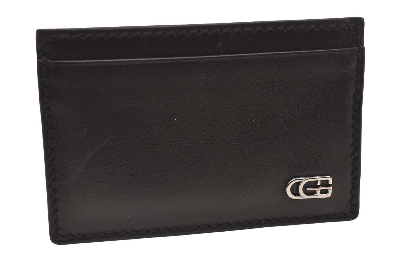 Authentic GUCCI Vintage Card Case Purse Leather 106658 Black 1146I