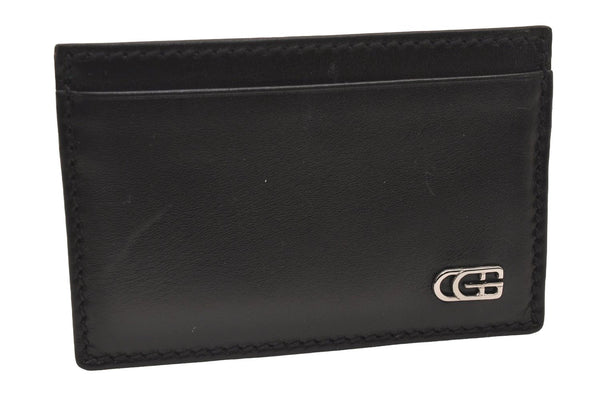 Authentic GUCCI Vintage Card Case Purse Leather 106658 Black 1146I