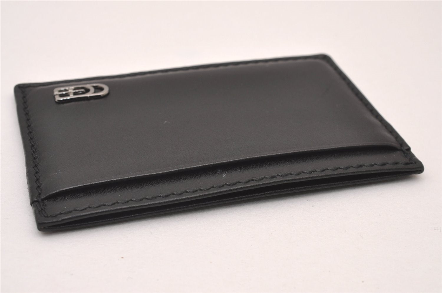 Authentic GUCCI Vintage Card Case Purse Leather 106658 Black 1146I