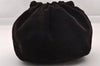 Authentic CHANEL Vintage Suede Shoulder Drawstring Bag Brown 1147I