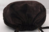 Authentic CHANEL Vintage Suede Shoulder Drawstring Bag Brown 1147I