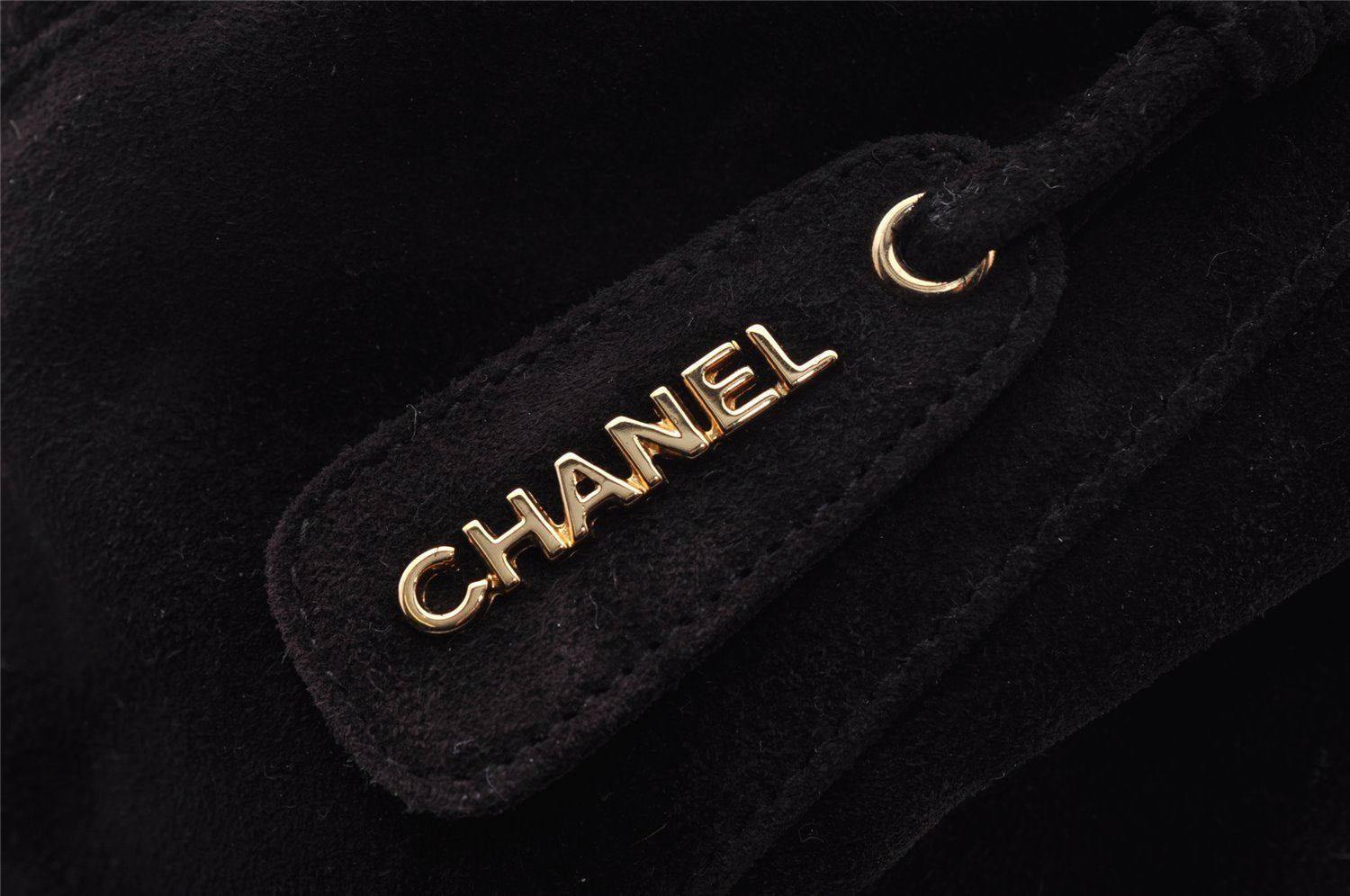 Authentic CHANEL Vintage Suede Shoulder Drawstring Bag Brown 1147I