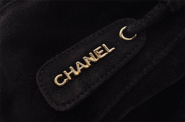 Authentic CHANEL Vintage Suede Shoulder Drawstring Bag Brown 1147I