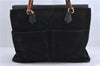 Authentic GUCCI Vintage Bamboo 2Way Shoulder Tote Bag Suede Leather Black 1148D