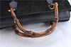 Authentic GUCCI Vintage Bamboo 2Way Shoulder Tote Bag Suede Leather Black 1148D