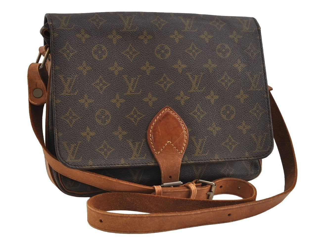 Authentic Louis Vuitton Monogram Cartouchiere GM Shoulder Bag Old Model 1148I