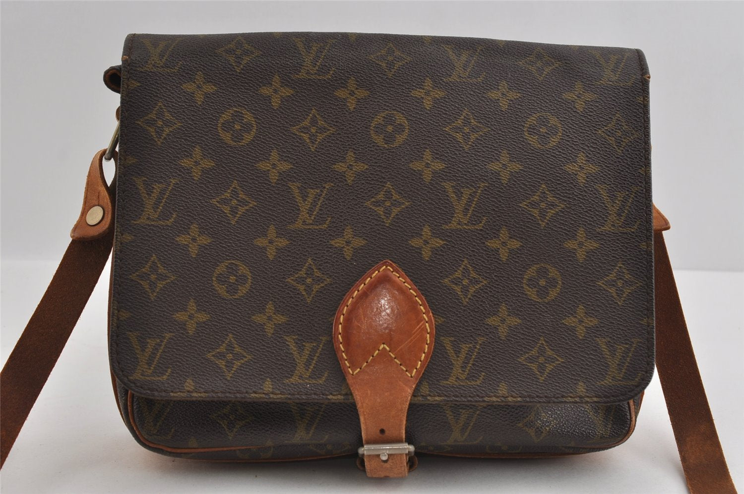 Authentic Louis Vuitton Monogram Cartouchiere GM Shoulder Bag Old Model 1148I