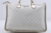 Authentic GUCCI Hand Bag Purse GG PVC Leather 190259 White Silver 1150D