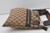 Authentic GUCCI Web Sherry Line Shoulder Bag Canvas Leather 145809 Brown 1150I