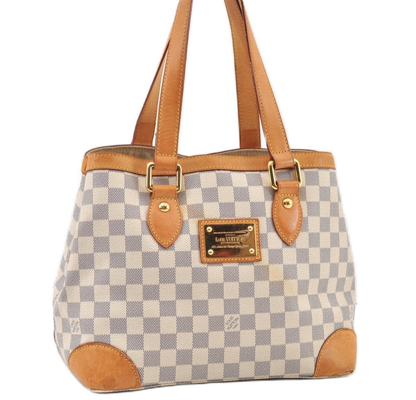 Authentic Louis Vuitton Damier Azur Hampstead PM N51207 Shoulder Tote Bag 1152G