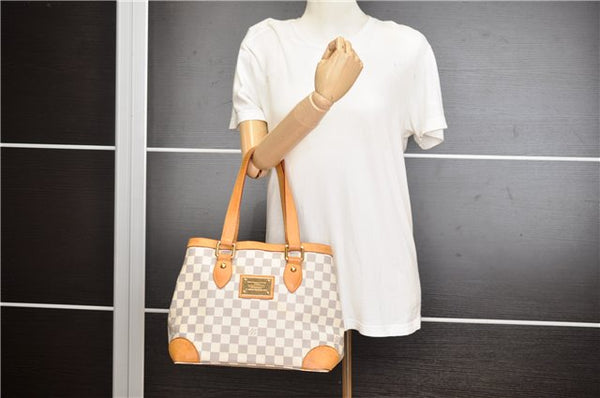 Authentic Louis Vuitton Damier Azur Hampstead PM N51207 Shoulder Tote Bag 1152G