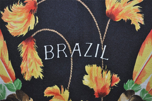 Authentic HERMES Carre 90 Scarf "BRAZIL" Silk Yellow 1152I