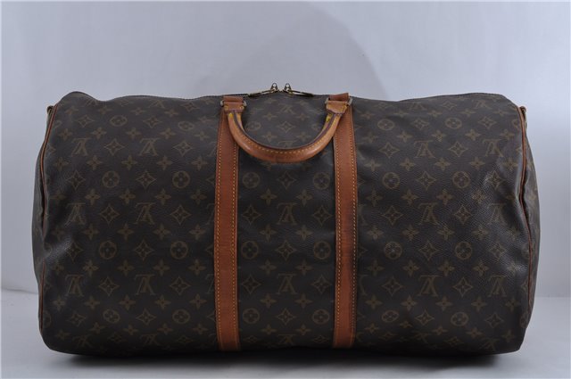 Auth Louis Vuitton Monogram Keepall Bandouliere 55 Boston Bag M41414 LV 1153D