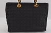Authentic Christian Dior Lady Dior Cannage Canvas Hand Bag Black CD 1153I