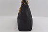 Authentic Christian Dior Lady Dior Cannage Canvas Hand Bag Black CD 1153I