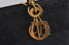 Authentic Christian Dior Lady Dior Cannage Canvas Hand Bag Black CD 1153I