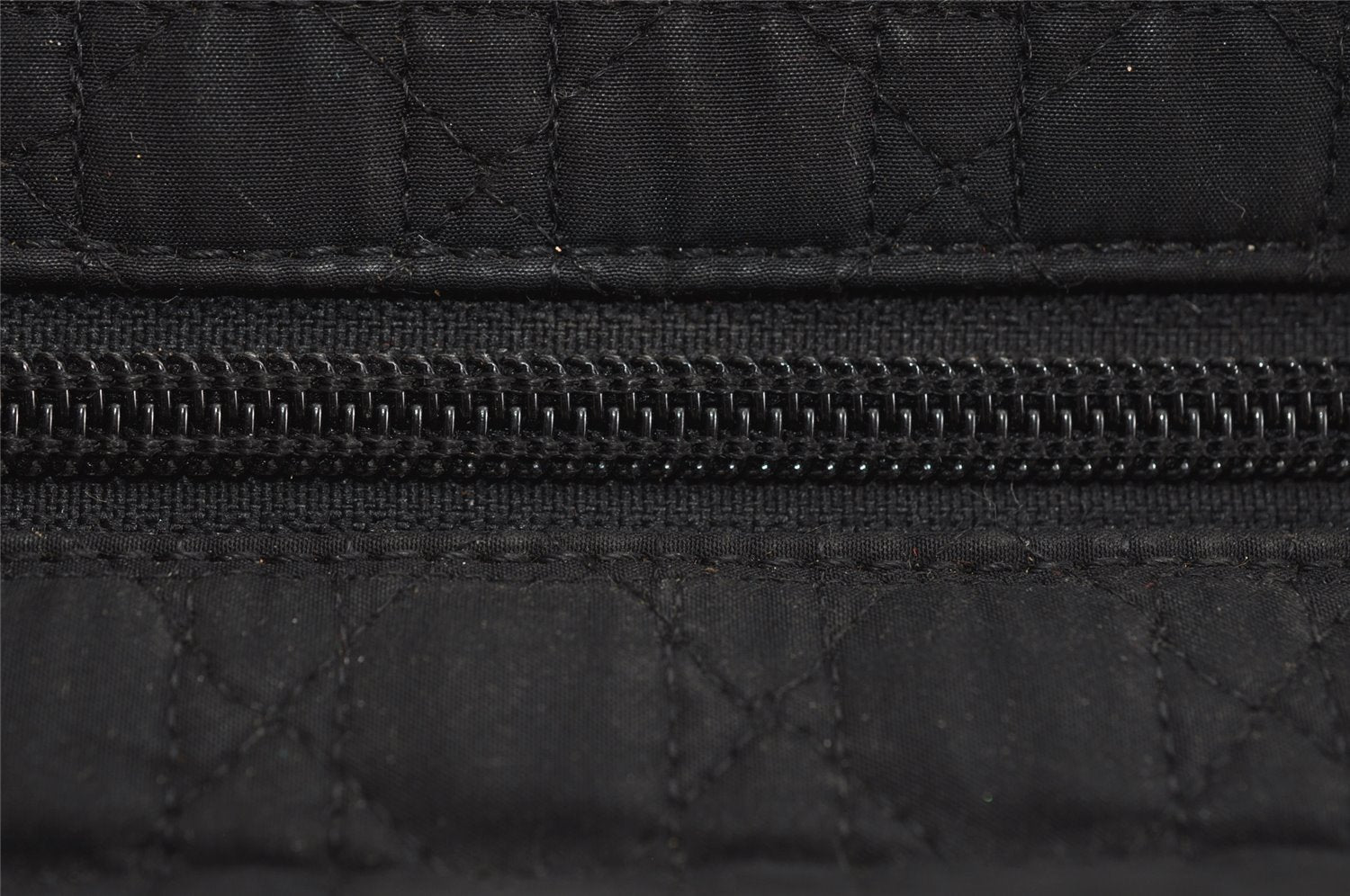 Authentic Christian Dior Lady Dior Cannage Canvas Hand Bag Black CD 1153I