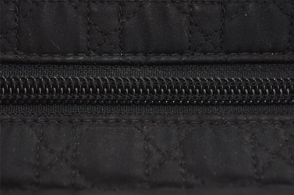 Authentic Christian Dior Lady Dior Cannage Canvas Hand Bag Black CD 1153I