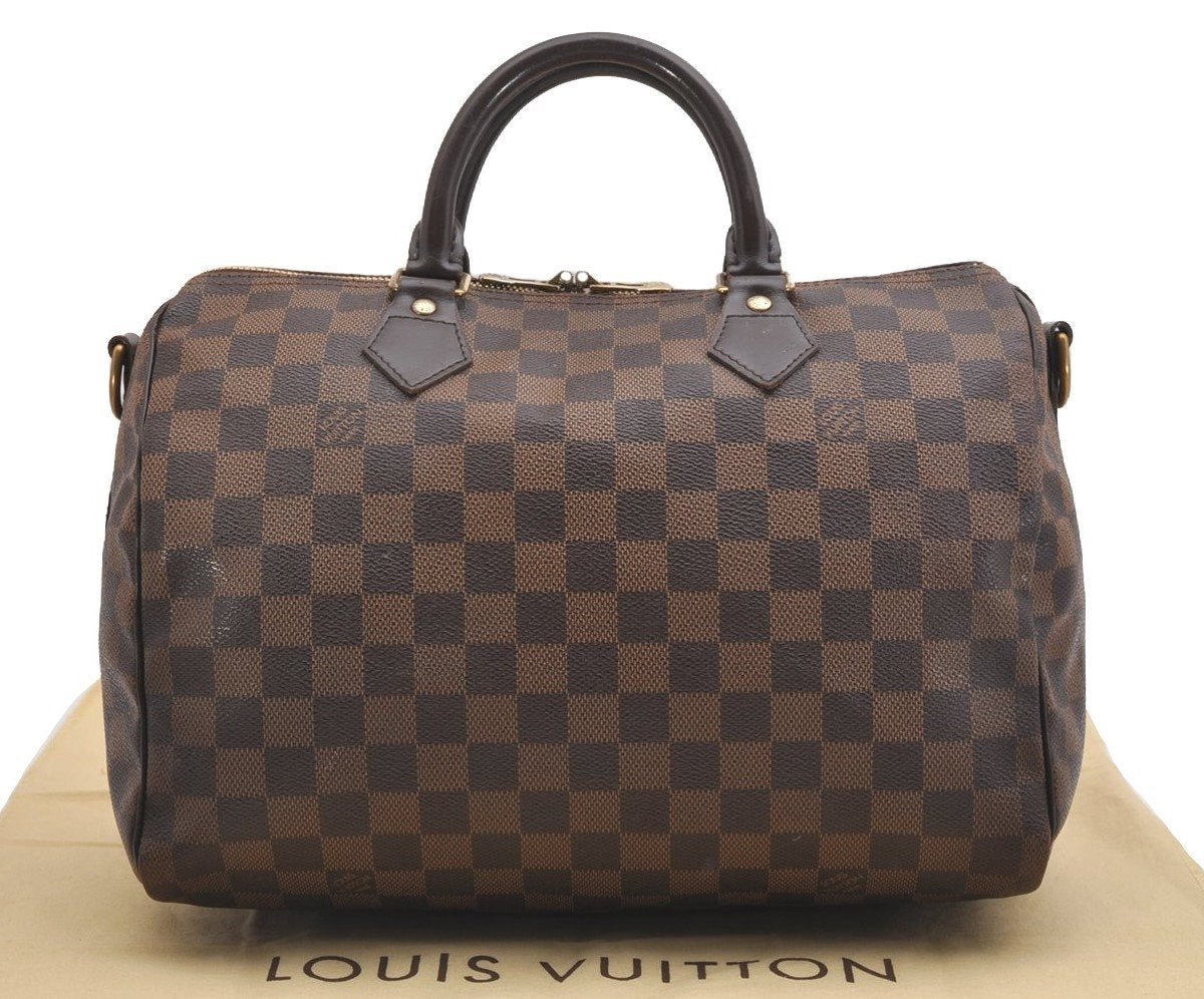 Authentic Louis Vuitton Damier Speedy Bandouliere 30 Hand Bag N41367 LV 1158I