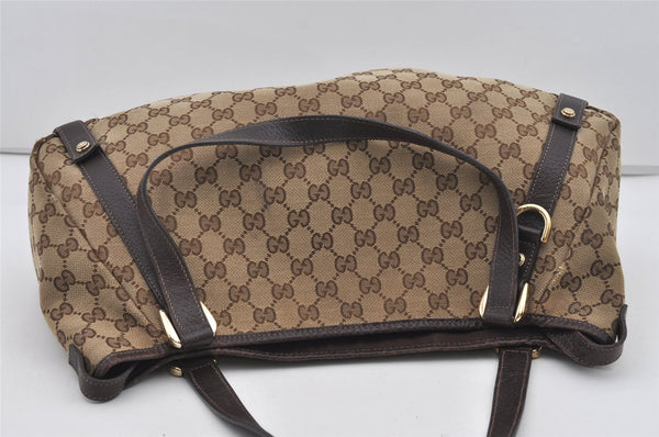 Authentic GUCCI Abbey Shoulder Tote Bag GG Canvas Leather 130736 Brown 1159I