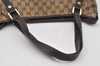 Authentic GUCCI Abbey Shoulder Tote Bag GG Canvas Leather 130736 Brown 1159I