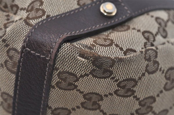 Authentic GUCCI Abbey Shoulder Tote Bag GG Canvas Leather 130736 Brown 1159I