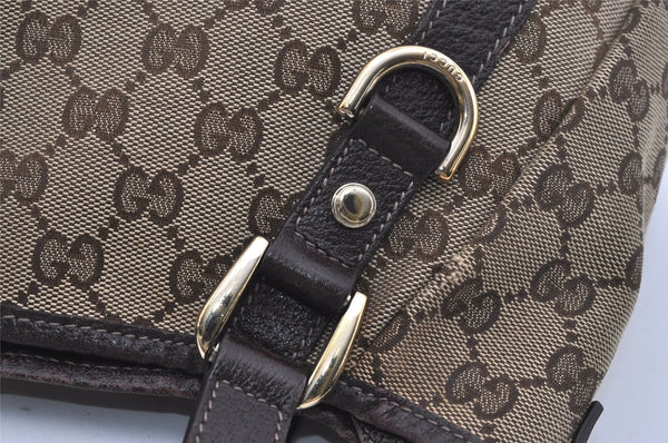 Authentic GUCCI Abbey Shoulder Tote Bag GG Canvas Leather 130736 Brown 1159I