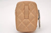 Authentic CHANEL Calf Skin Cambon Line Cigarette Case Pouch Beige Box 1160I