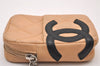 Authentic CHANEL Calf Skin Cambon Line Cigarette Case Pouch Beige Box 1160I