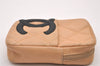Authentic CHANEL Calf Skin Cambon Line Cigarette Case Pouch Beige Box 1160I